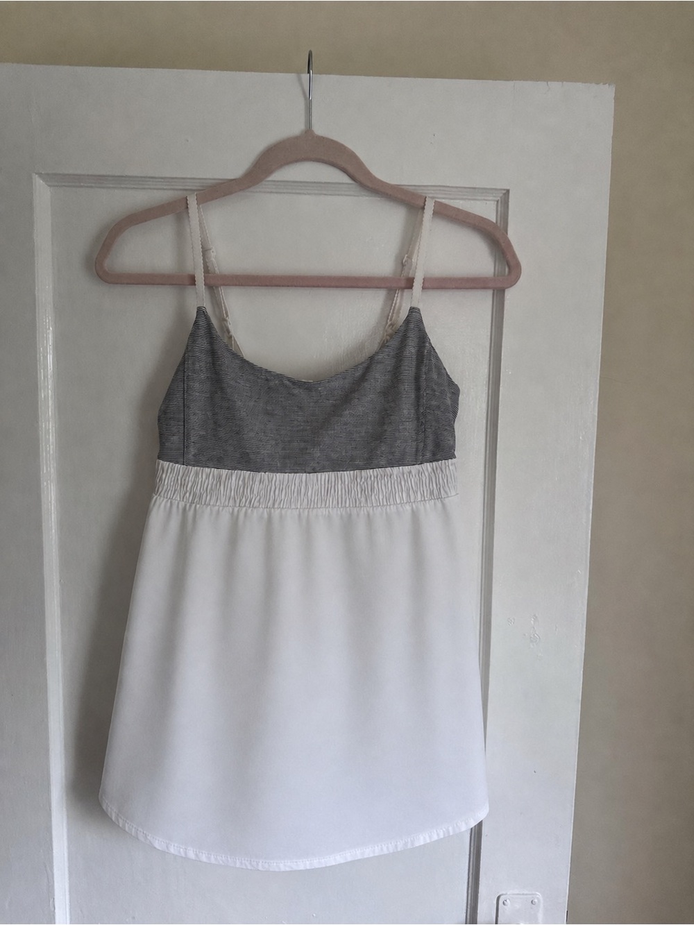 Lululemon White Striped Adjustable Strap Tank Top Size 8